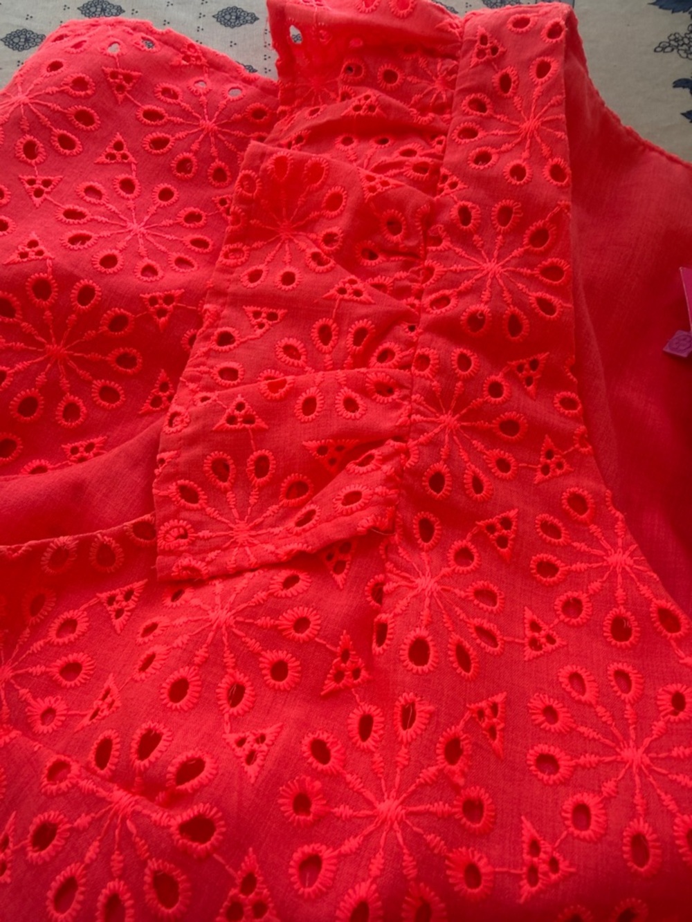 Lilly Pulitzer Neon Coral Eyelet Ruffle Tank - Picture 3 of 3